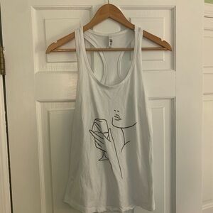 White Graphic Tank Top